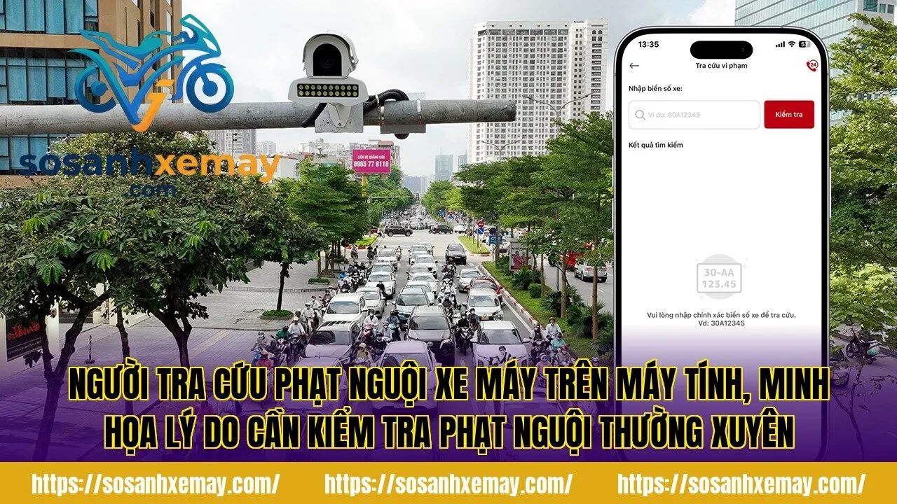 Người tra cứu phạt nguội xe máy trên máy tính, minh họa lý do cần kiểm tra phạt nguội thường xuyên