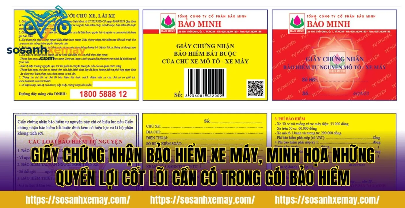 Giấy chứng nhận bảo hiểm xe máy, minh họa những quyền lợi cốt lõi cần có trong gói bảo hiểm