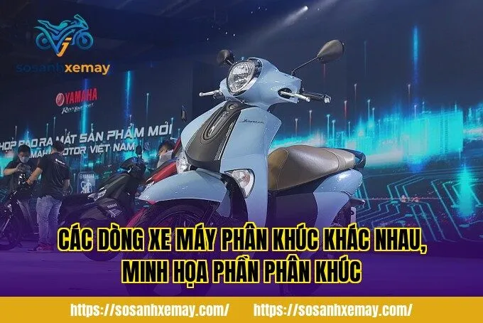 Các dòng xe máy phân khúc khác nhau, minh họa phần PHÂN KHÚC