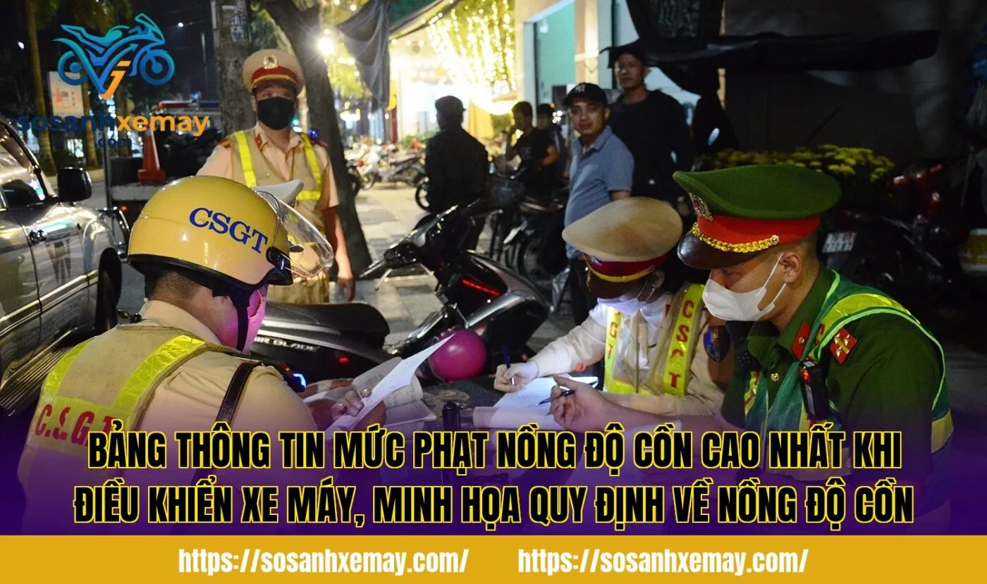 Bảng thông tin mức phạt nồng độ cồn cao nhất khi điều khiển xe máy, minh họa quy định về nồng độ cồn