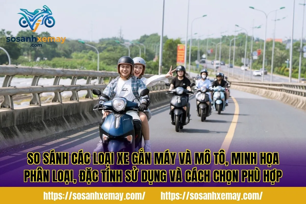 So sánh các loại xe gắn máy và mô tô, minh họa phân loại, đặc tính sử dụng và cách chọn phù hợp