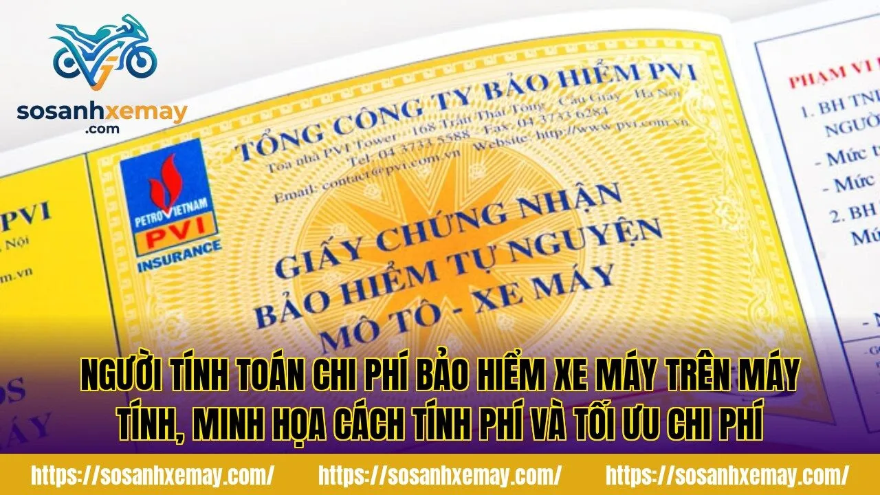 Người tính toán chi phí bảo hiểm xe máy trên máy tính, minh họa cách tính phí và tối ưu chi phí